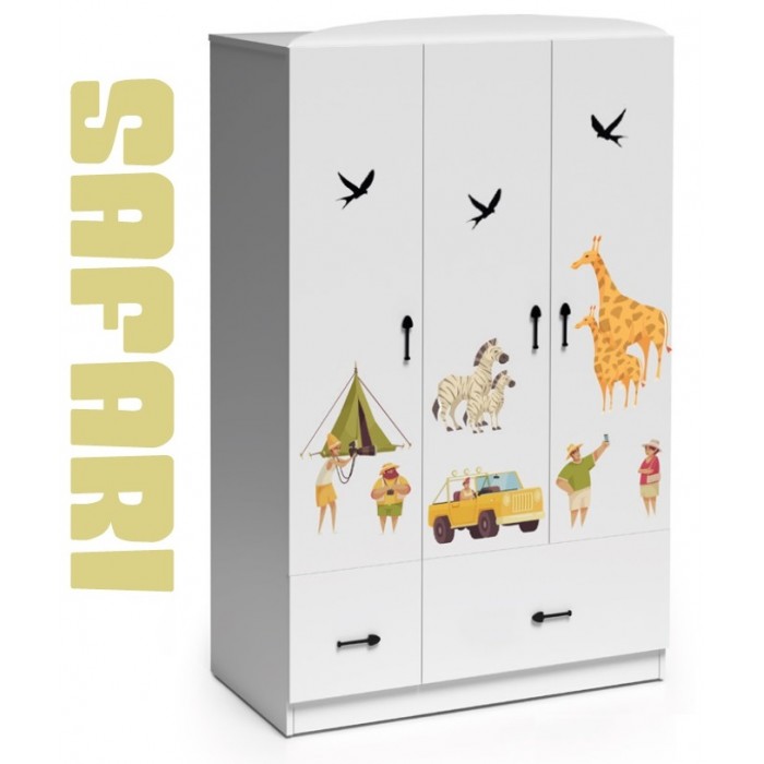 Dulap SAFARI 3 usi - Camere de Copii Premium MDF  High Gloss - Tema Jungla Safari